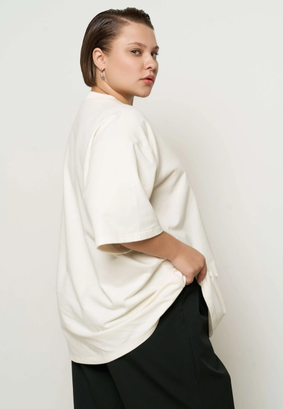 Футболка с круглым вырезом в цвете тофу, S